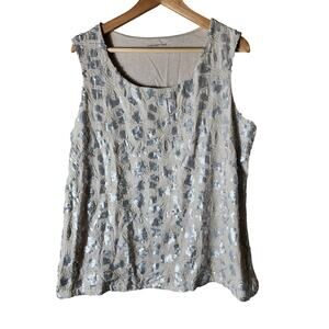 COLDWATER CREEK Tan Silverlight Sequins Shell Lined Tank SZ XL (Sz 16)